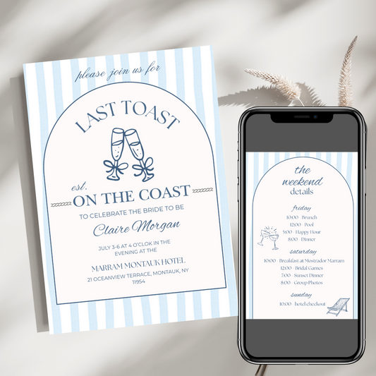 Last Toast on the Coast Bachelorette Template| Editable Digital Template